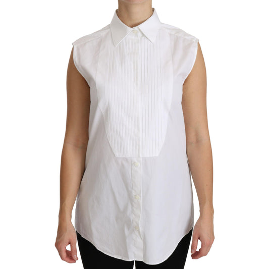White Collared Sleeveless Polo Shirt Top