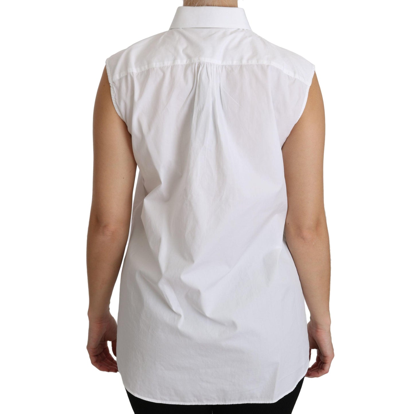 White Collared Sleeveless Polo Shirt Top