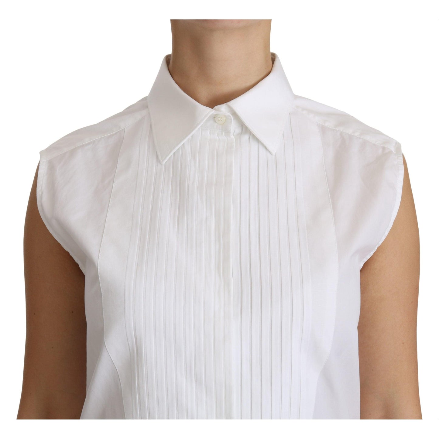 White Collared Sleeveless Polo Shirt Top