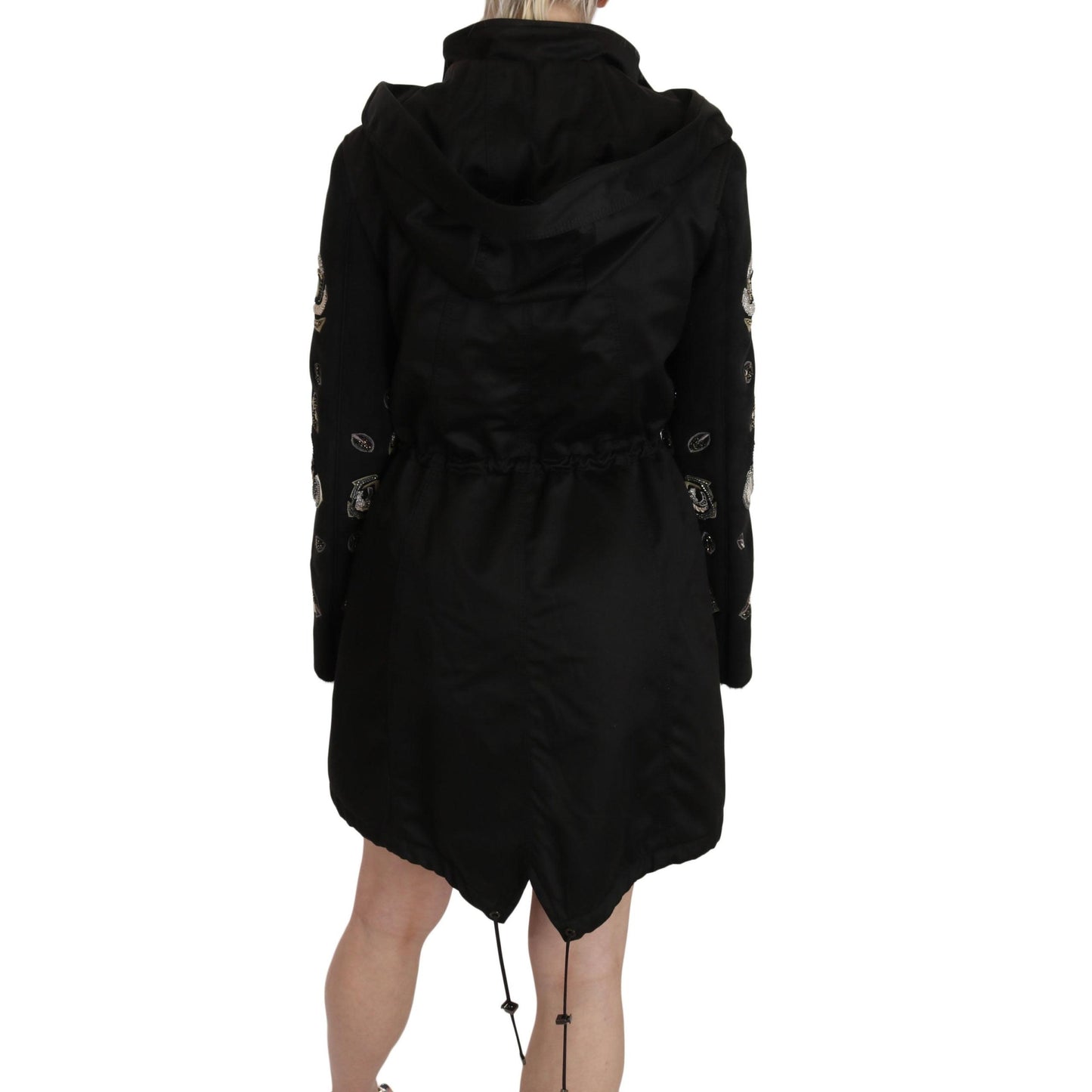 Floral Sequined Beaded Hooded Jacket Coat