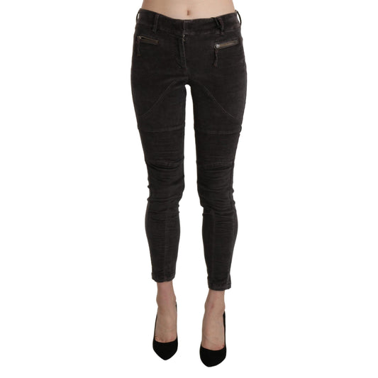 Brown Velvet Capri Cropped Cotton Pants