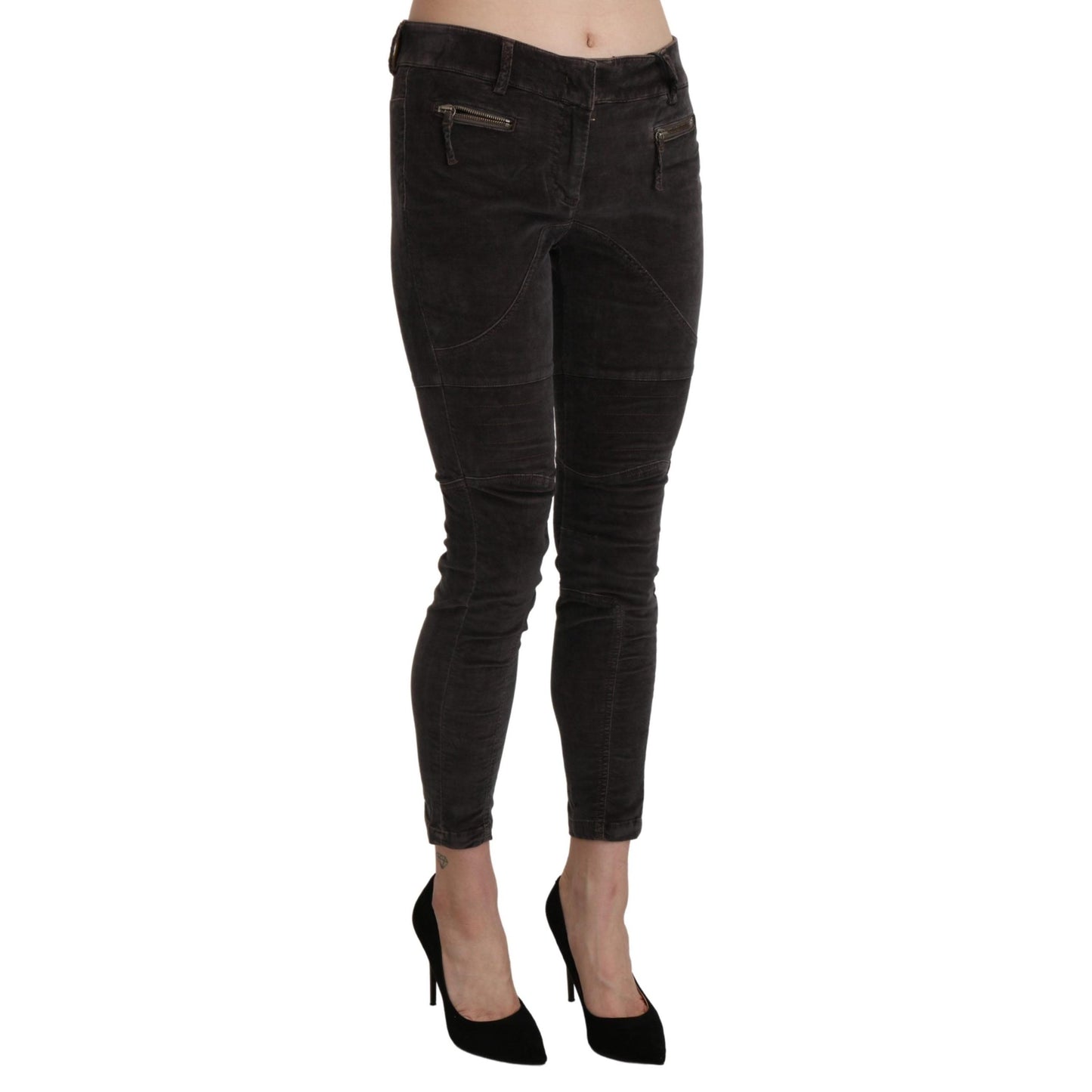 Brown Velvet Capri Cropped Cotton Pants