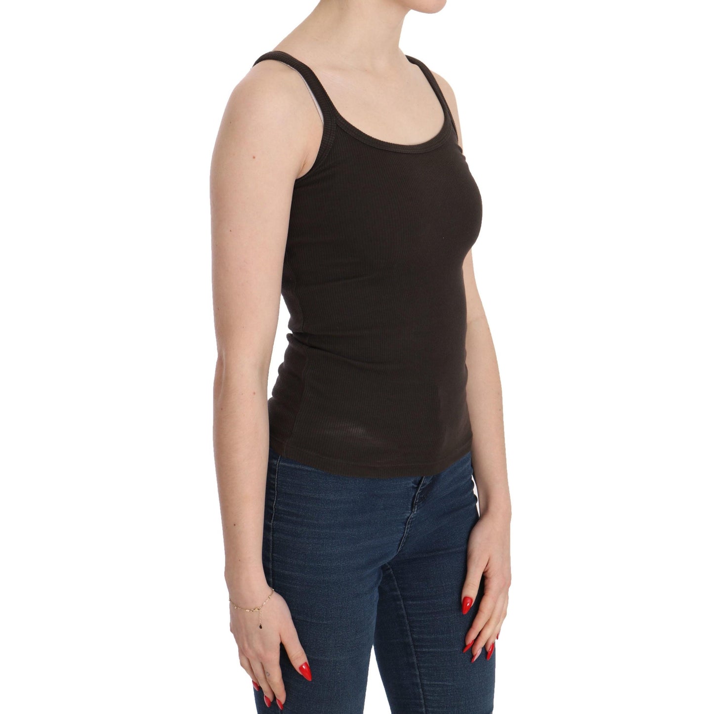 Dark Brown Sleeveless Spaghetti Strap Blouse