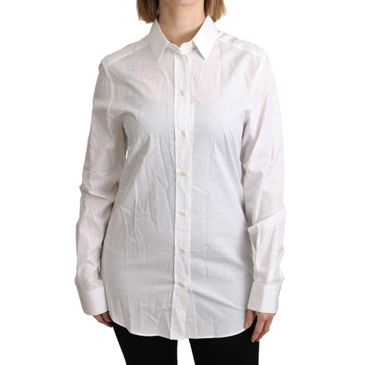 White Collared Formal Dress Shirt Cotton Top