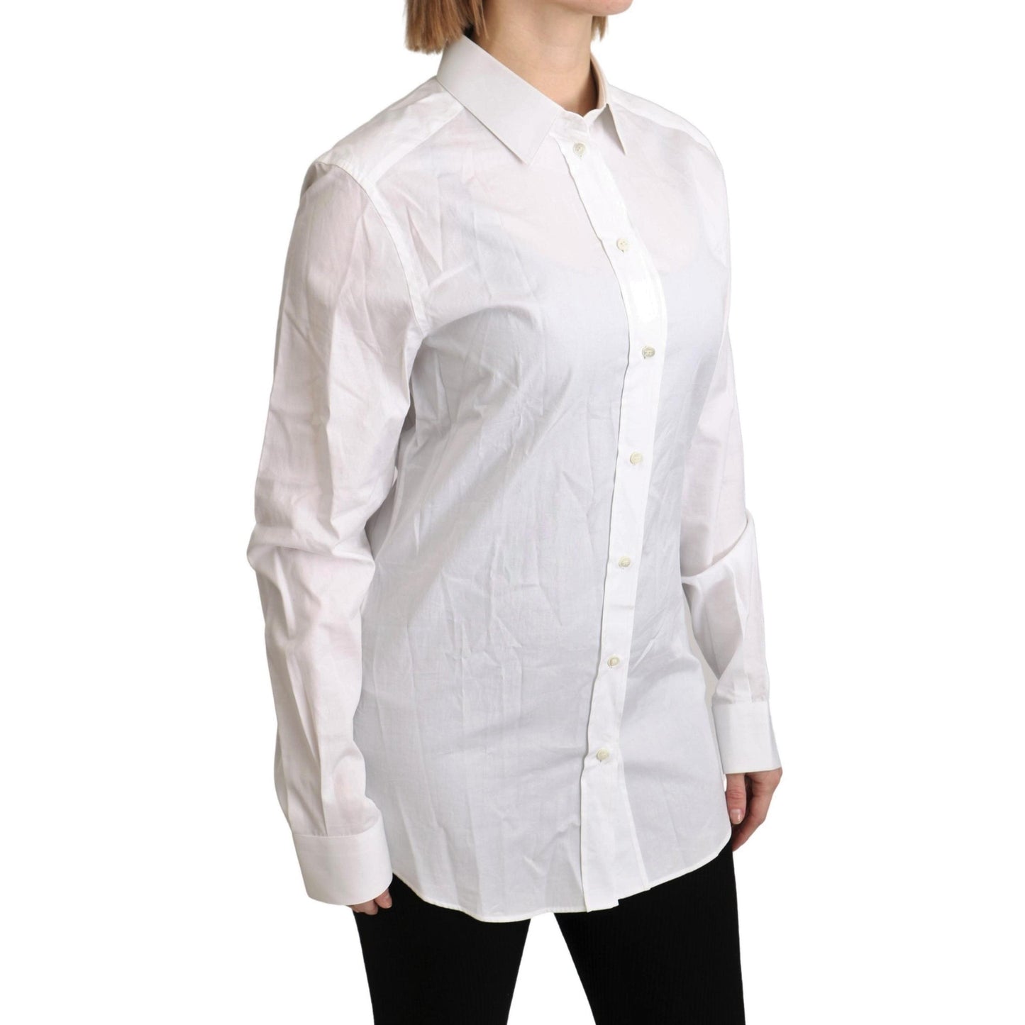 White Collared Formal Dress Shirt Cotton Top