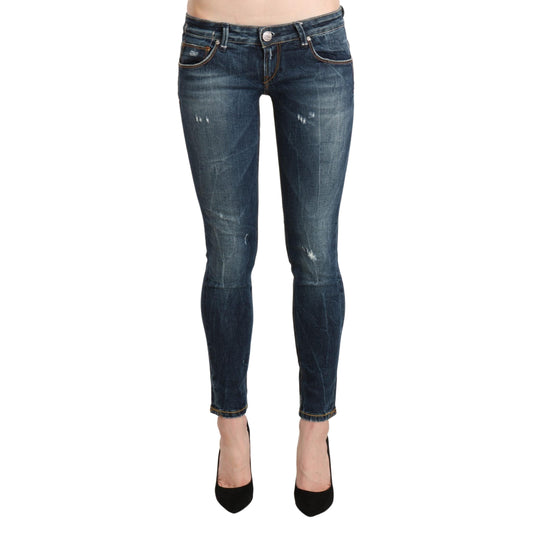 Blue Washed Low Waist Skinny Denim Slim Trouser