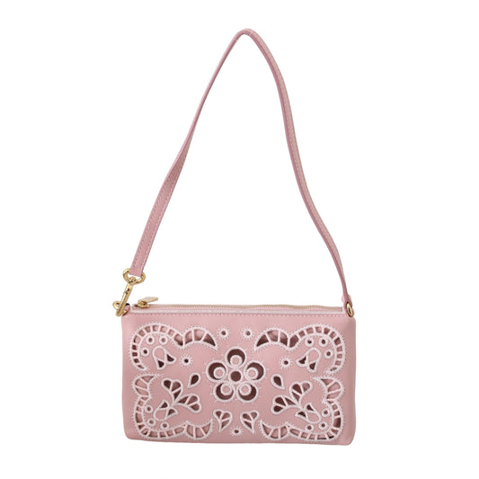 Pink Cutout Shoulder Mini Cross Body Leather Purse - coffeewithmee2