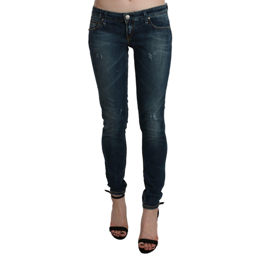 Blue Washed Low Waist Skinny Denim Jeans