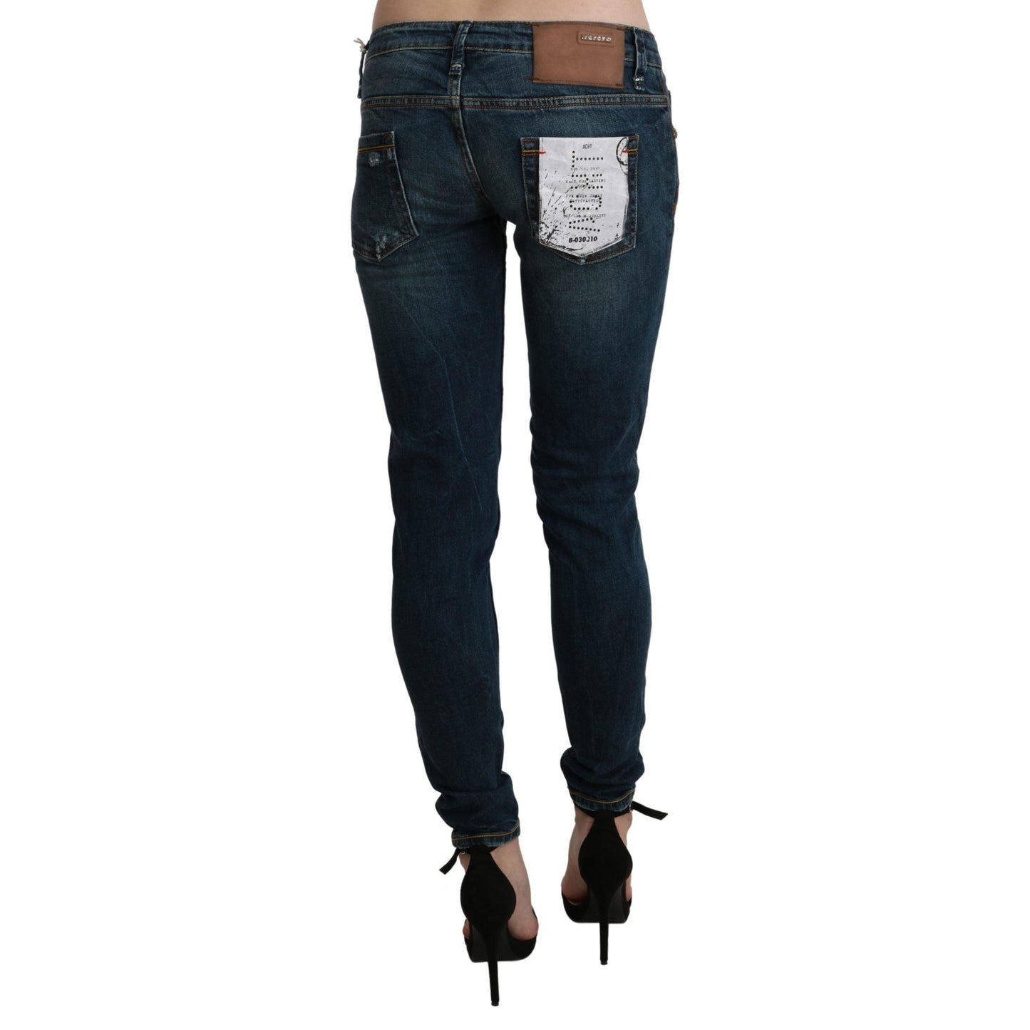 Blue Washed Low Waist Skinny Denim Jeans