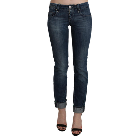Blue Washed Low Waist Skinny Denim Slim Trouser