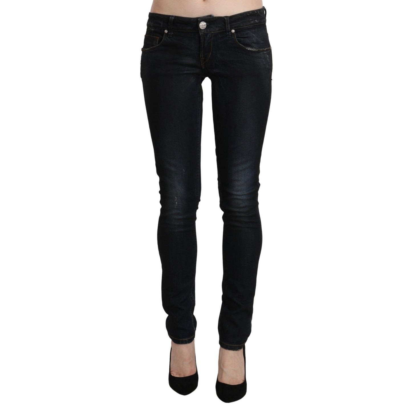 Blue Washed Low Waist Skinny Denim Slim Trouser