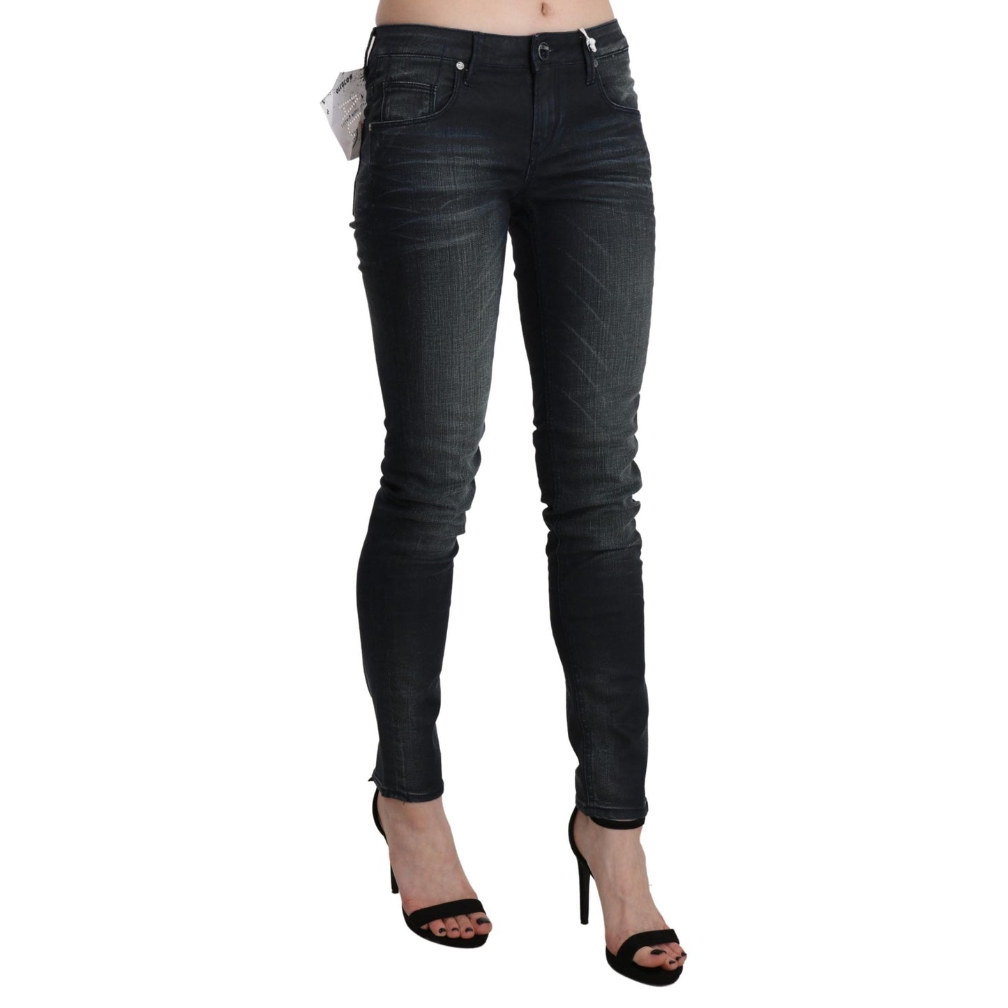 Blue Washed Low Waist Skinny Denim Trouser