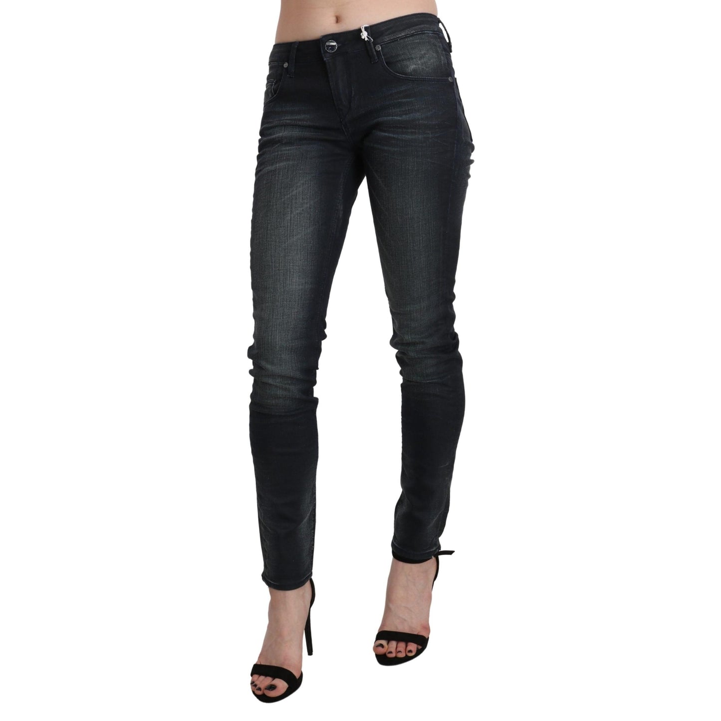 Blue Washed Low Waist Skinny Denim Trouser