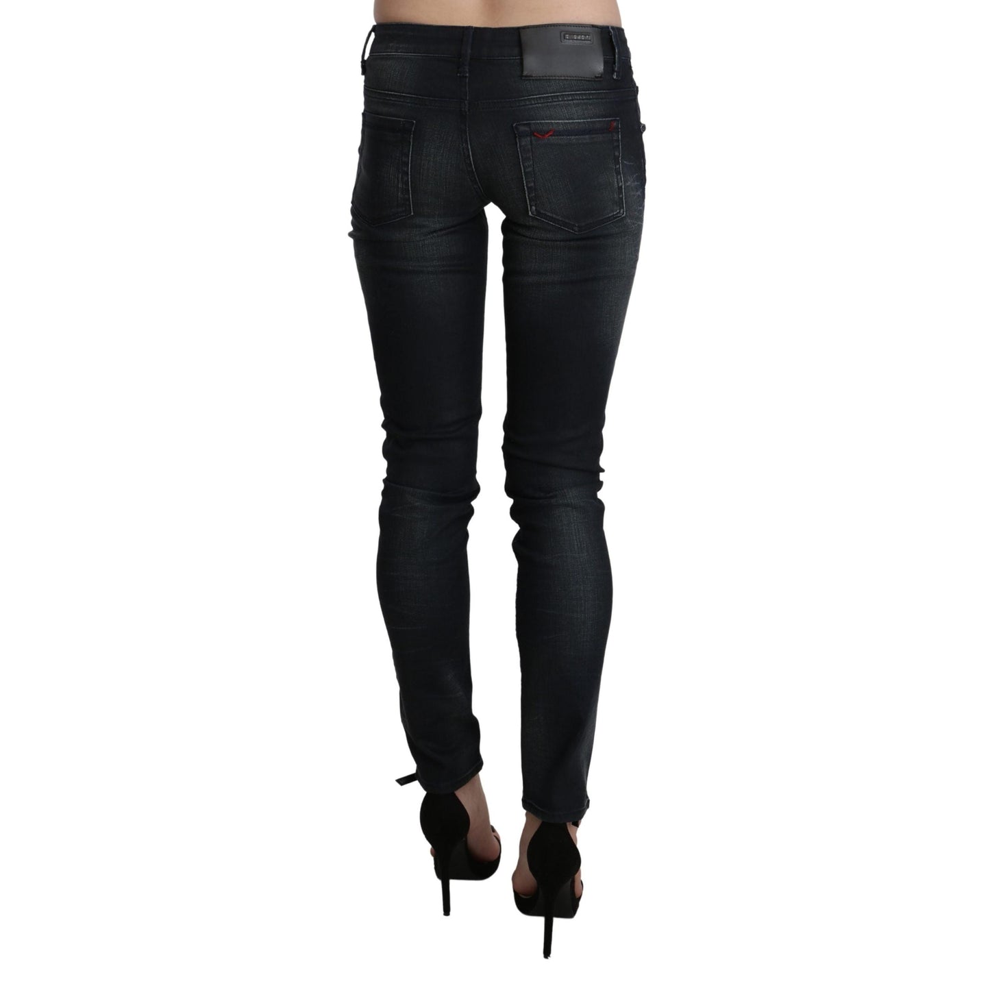 Blue Washed Low Waist Skinny Denim Trouser