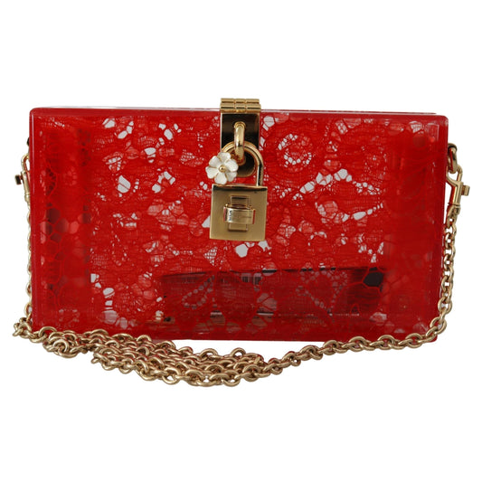Red Taormina Lace Clutch Plexi SICILY Purse BOX Bag - coffeewithmee2