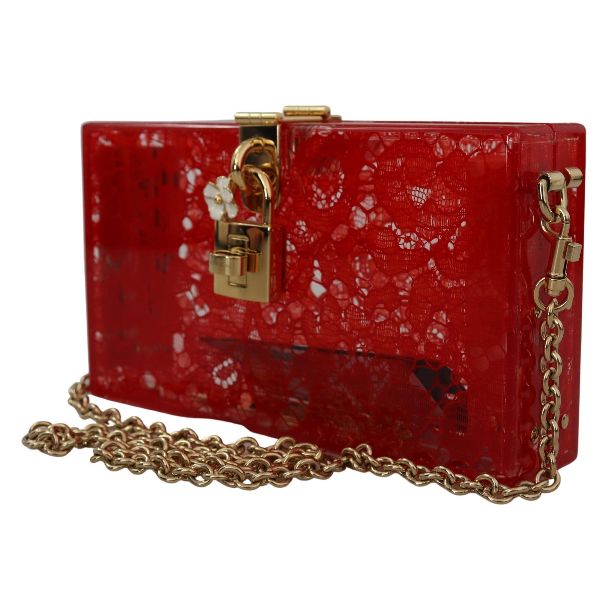 Red Taormina Lace Clutch Plexi SICILY Purse BOX Bag - coffeewithmee2