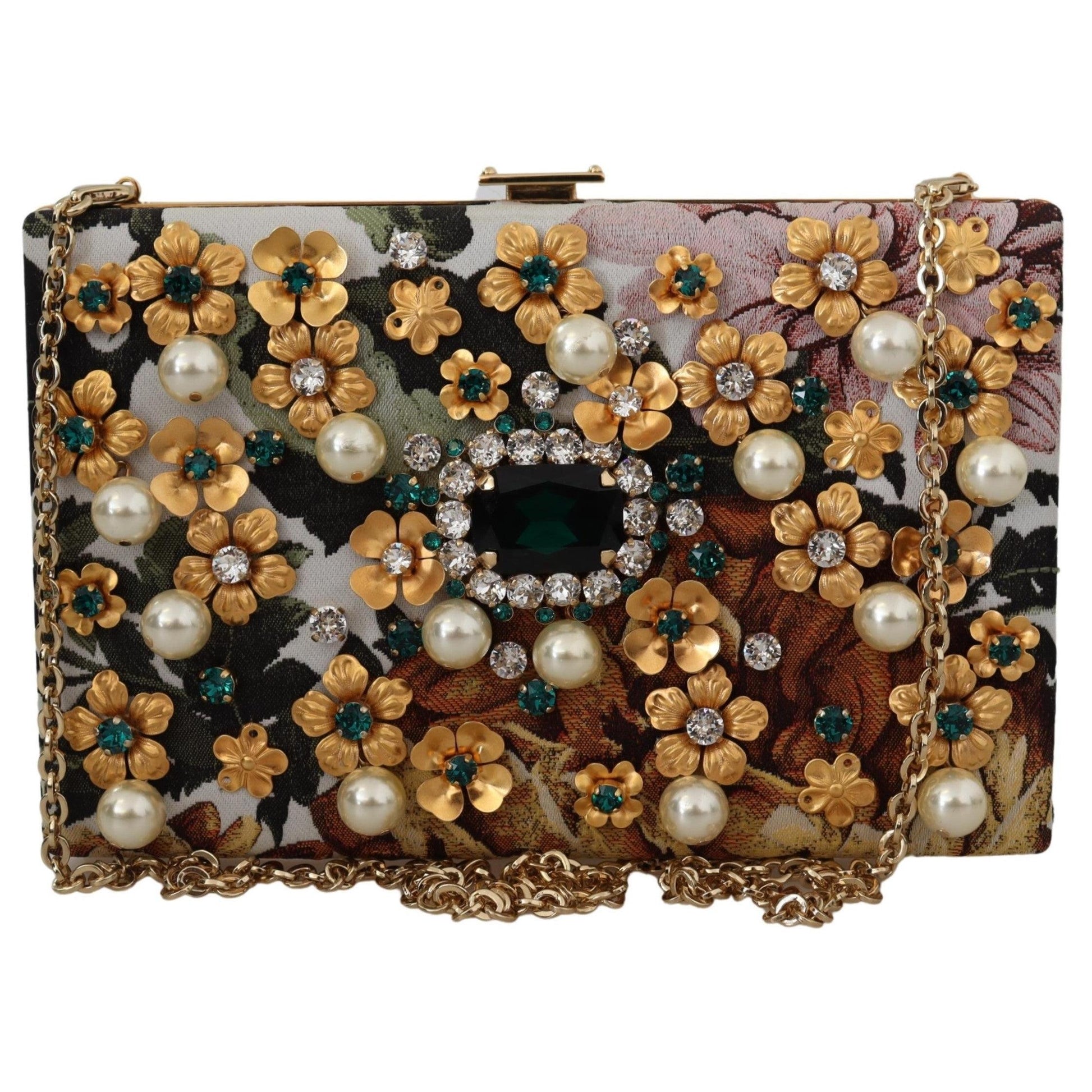 Multicolor Crystal Pearls Floral Evening Clutch Purse Party Bag - coffeewithmee2