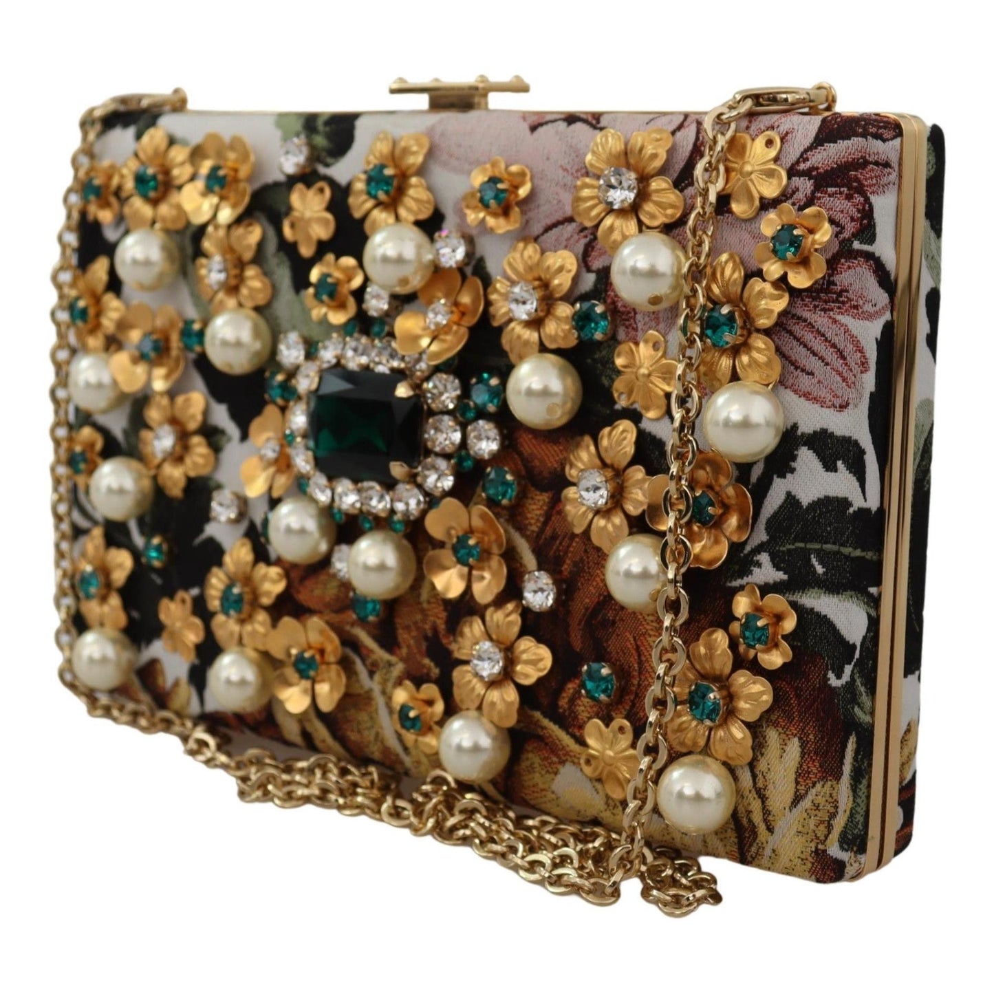 Multicolor Crystal Pearls Floral Evening Clutch Purse Party Bag - coffeewithmee2