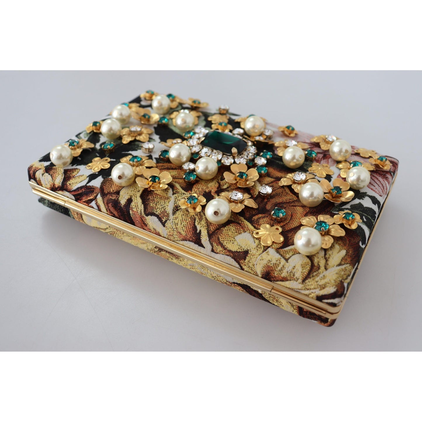 Multicolor Crystal Pearls Floral Evening Clutch Purse Party Bag - coffeewithmee2