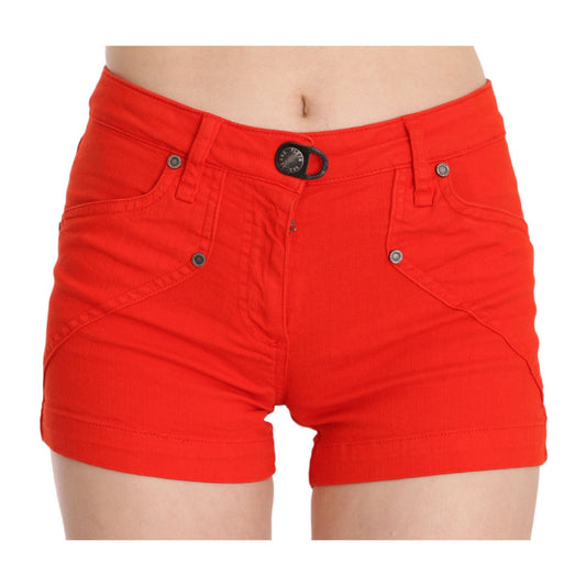 Orange Mid Waist Cotton Denim Mini