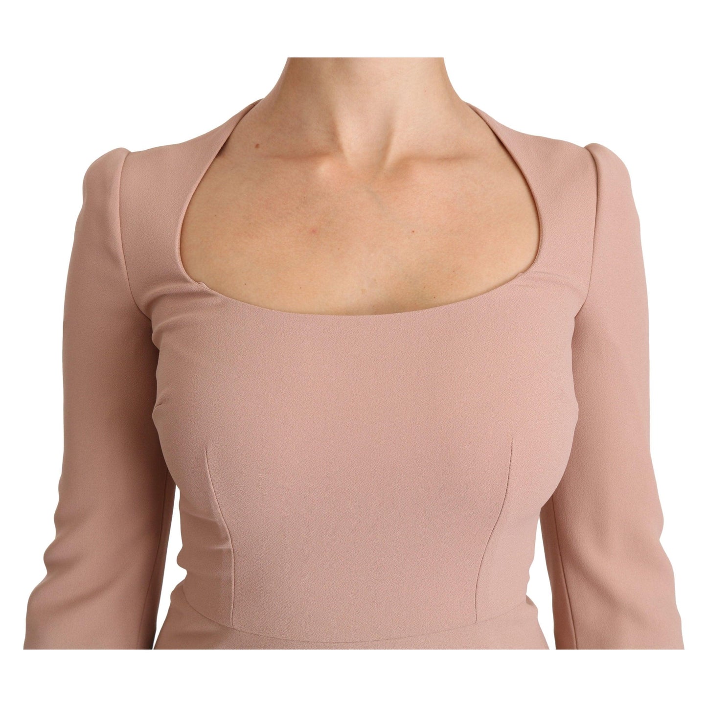 Pink 3/4 Sleeves A-line Viscose Dress