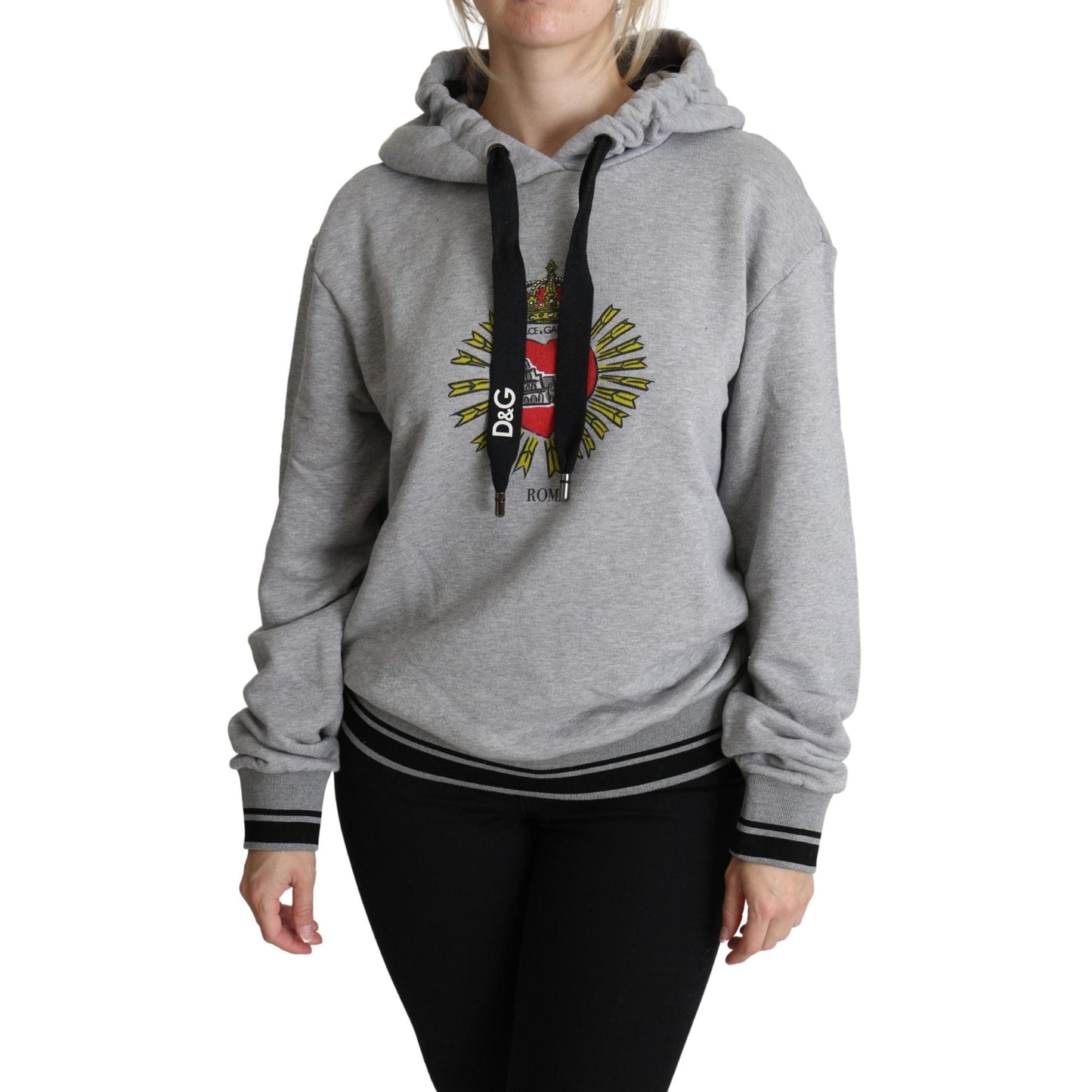 Gray Printed Hooded Exclusive Logo Sweater