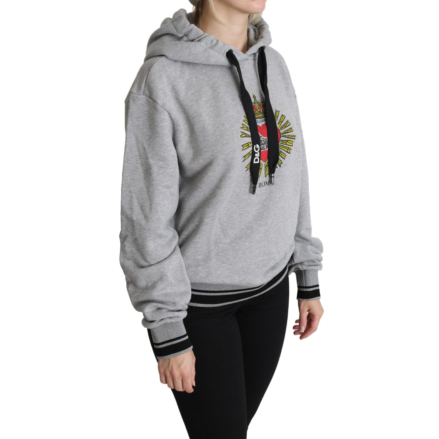 Gray Printed Hooded Exclusive Logo Sweater