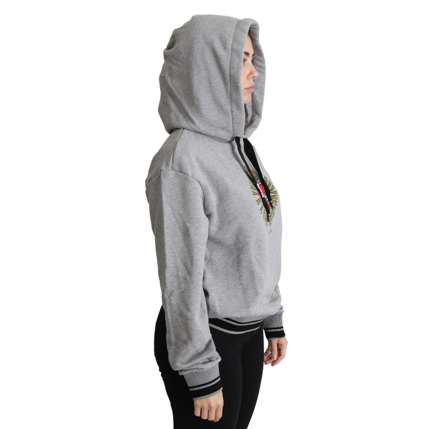 Gray Printed Hooded Exclusive Logo Sweater