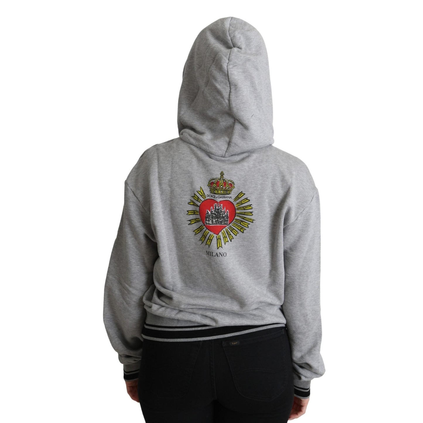 Gray Printed Hooded Exclusive Logo Sweater