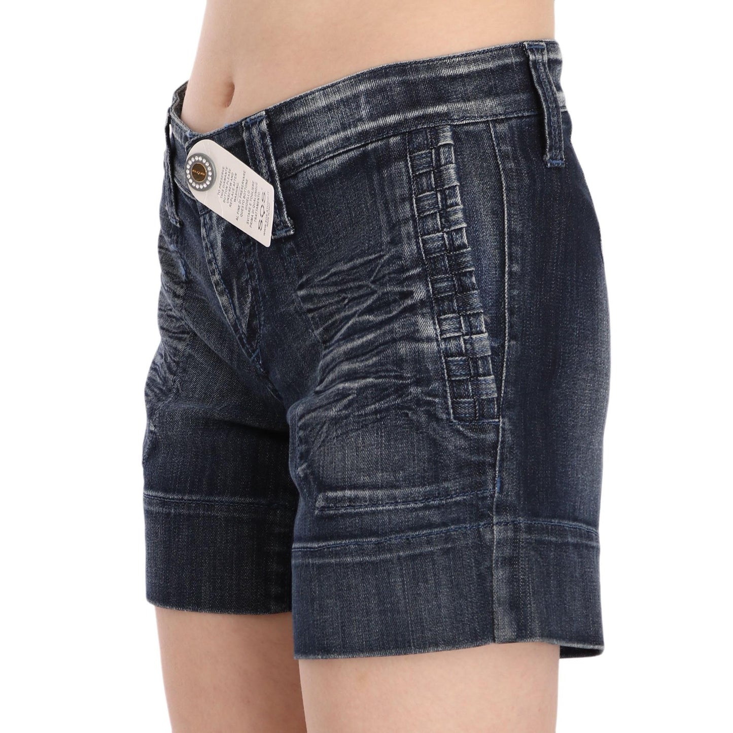 Blue Stretch Cotton Mini STUDIO Shorts