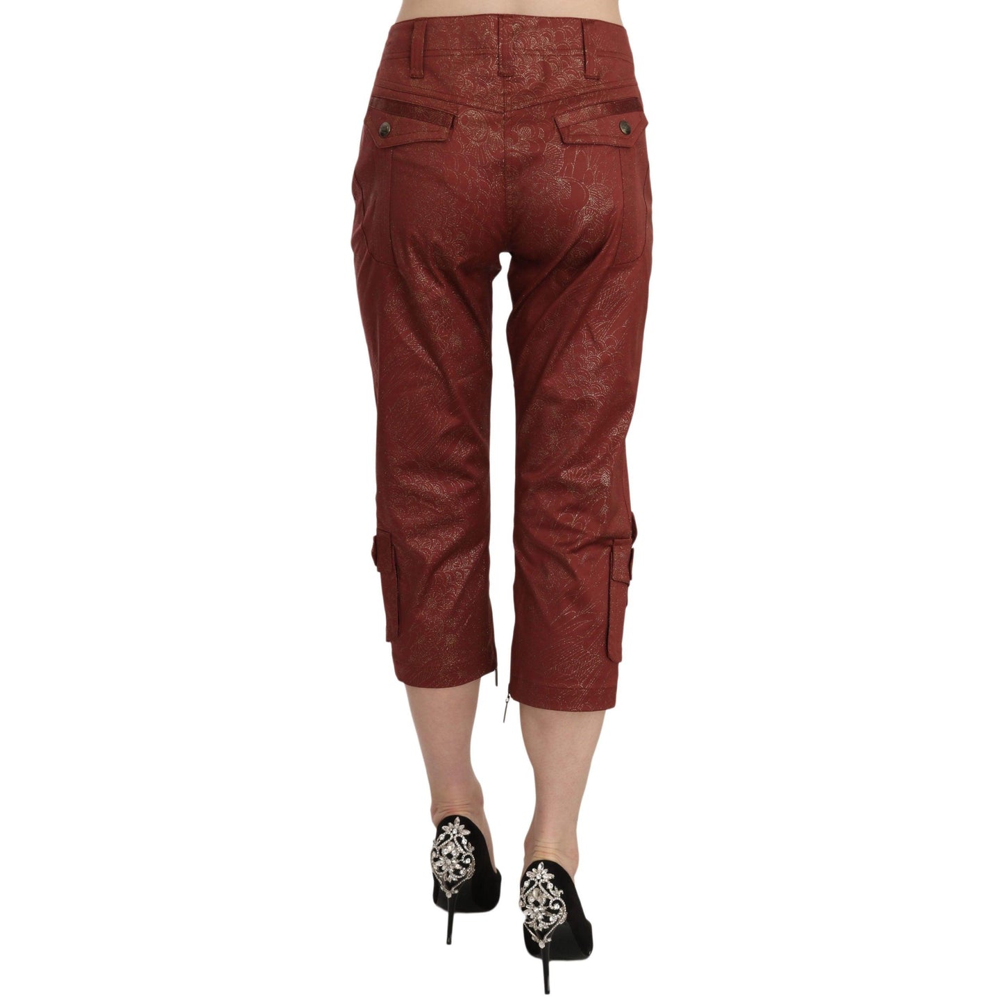 Bordeaux Gold Cotton Capri Trousers Pants