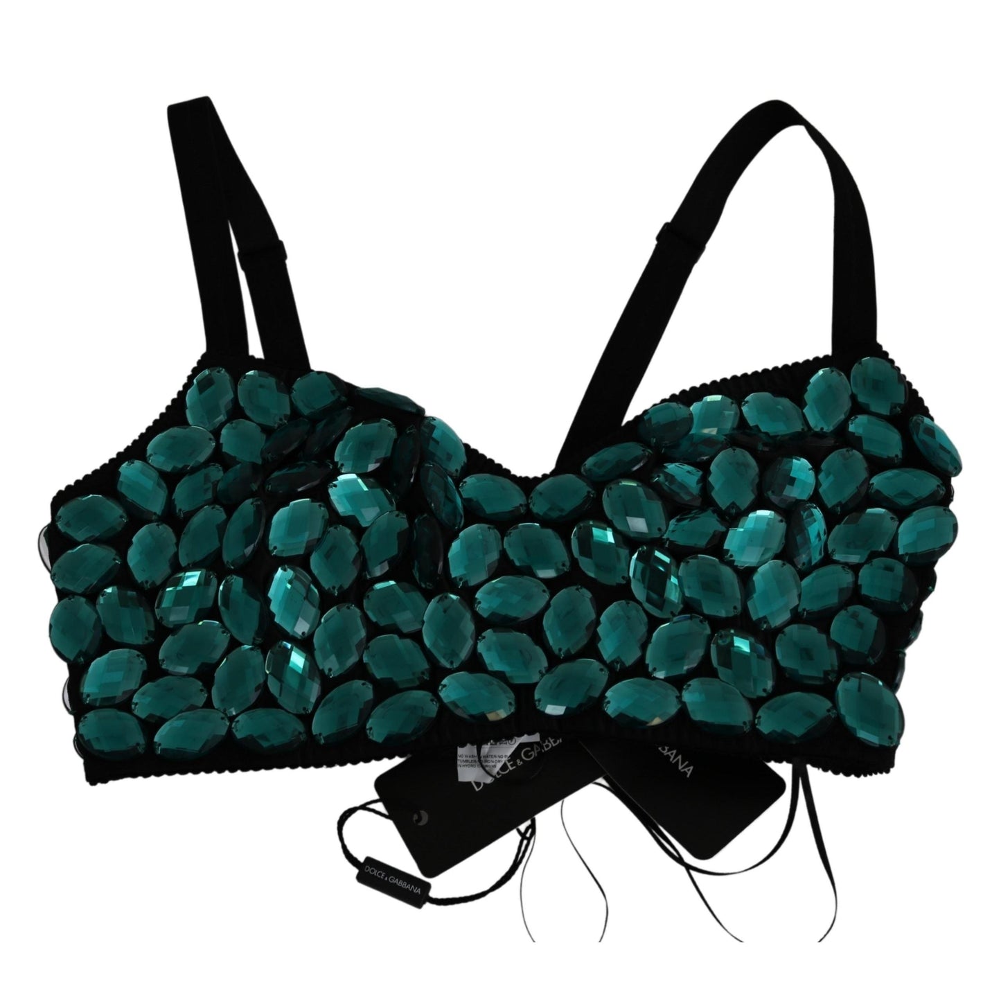 Blue Cropped Top Crystal-Embellished Bustier