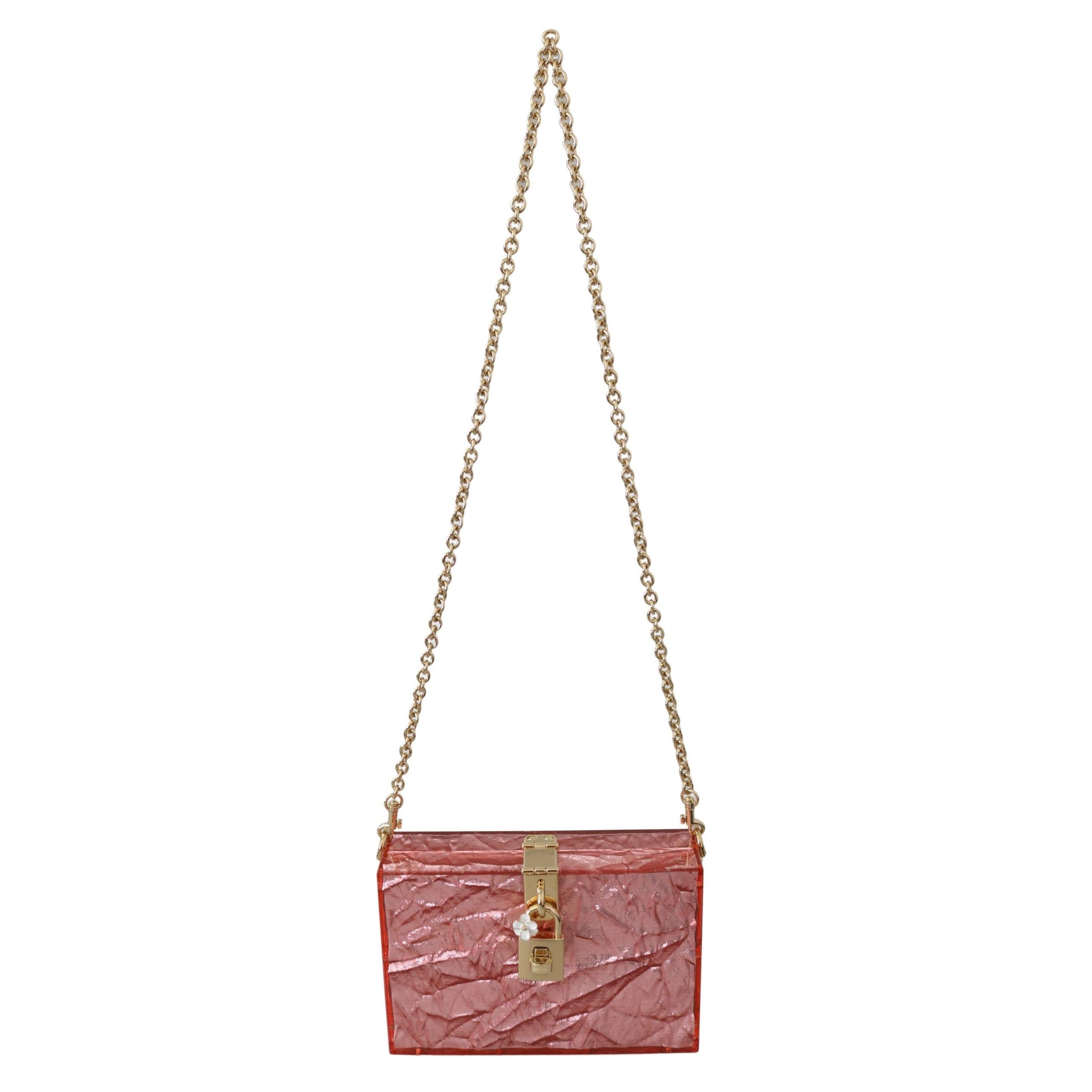 Rose Pink Metallic Plexi Gold Chain Shoulder Borse BOX  Bag - coffeewithmee2