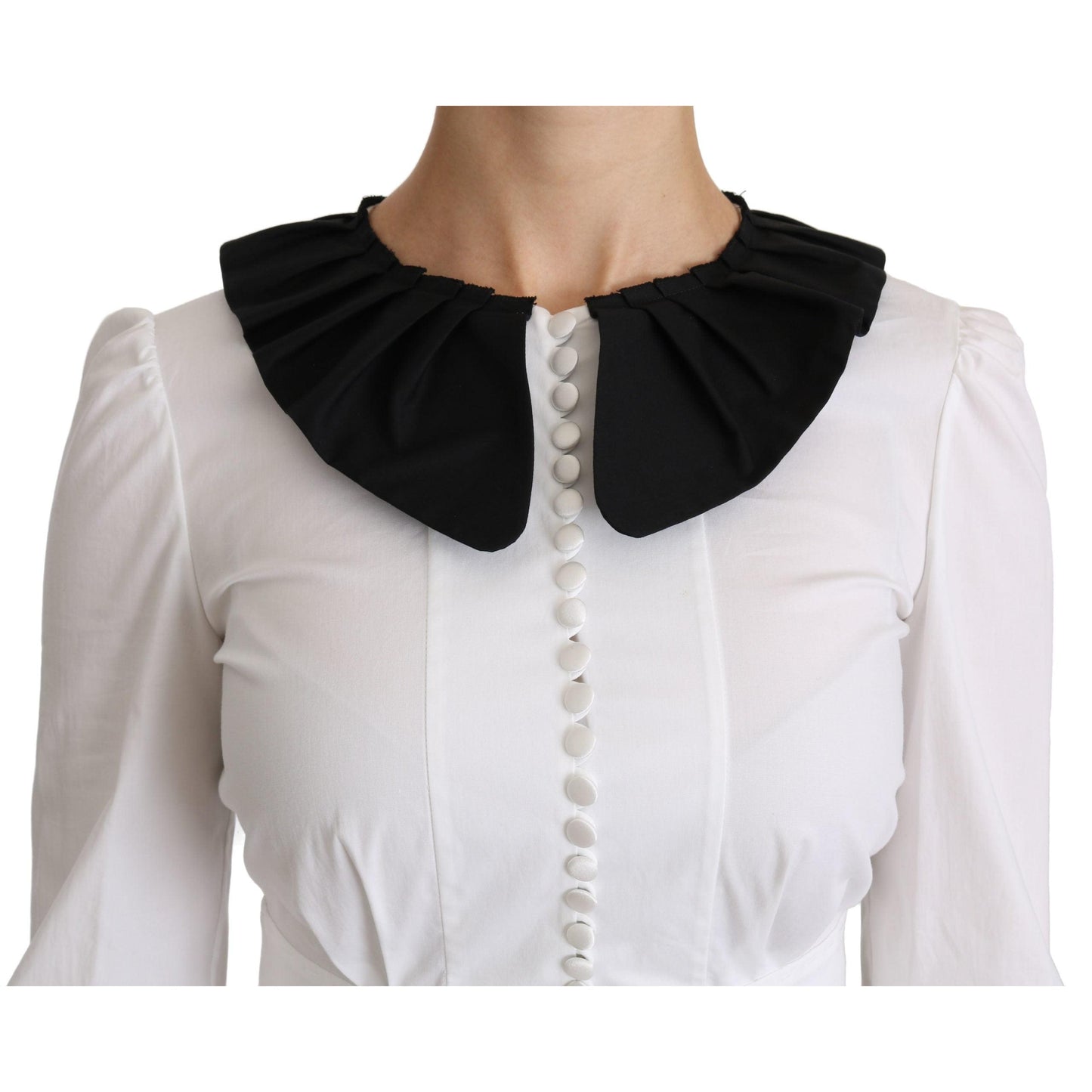 White Collared Long Sleeve Blouse Cotton Top