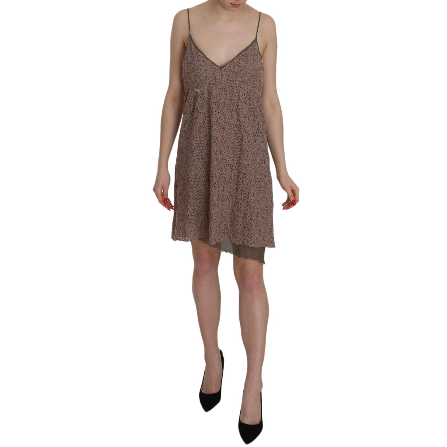 Cotton Green Spaghetti Strap A-line Mini Dress