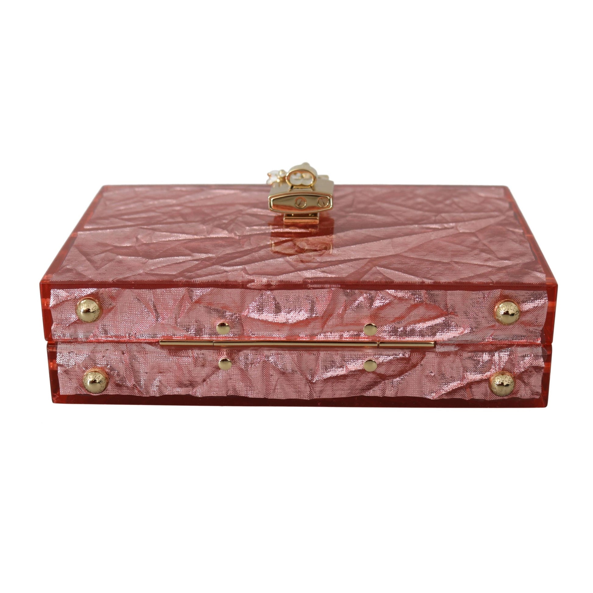 Rose Pink Metallic Plexi Gold Chain Shoulder Borse BOX  Bag - coffeewithmee2