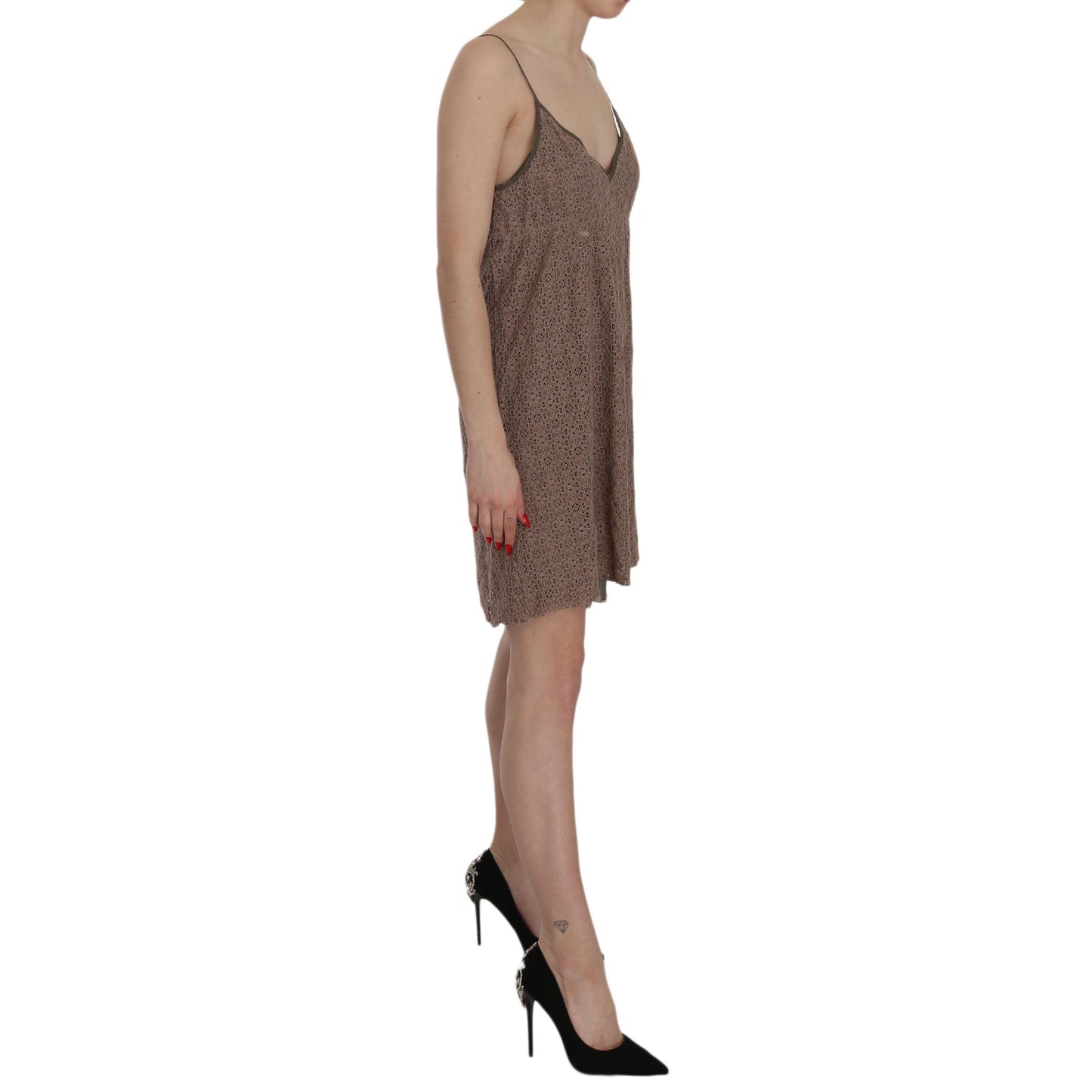 Cotton Green Spaghetti Strap A-line Mini Dress