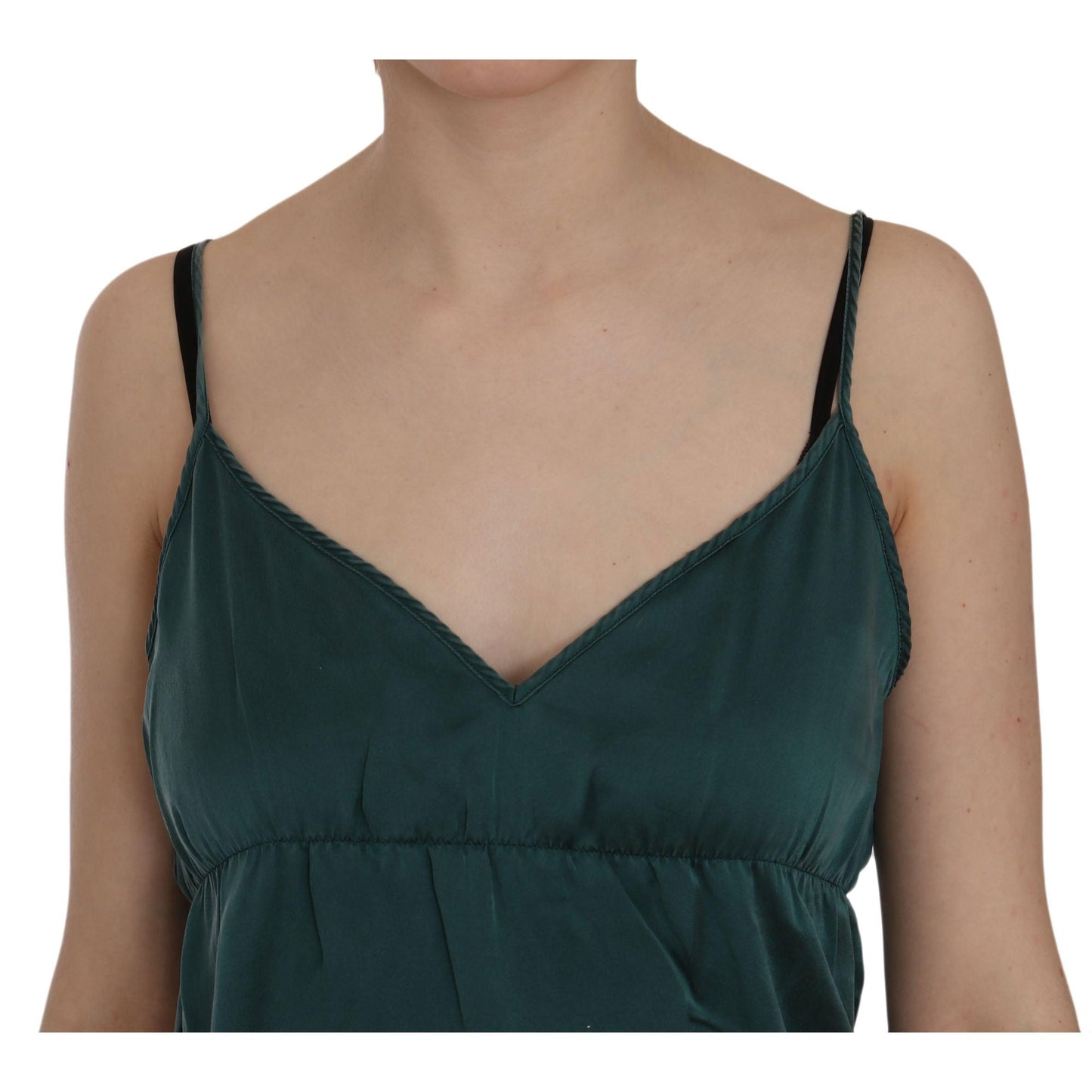 Silk Green Spaghetti Strap Shift Mini Dress