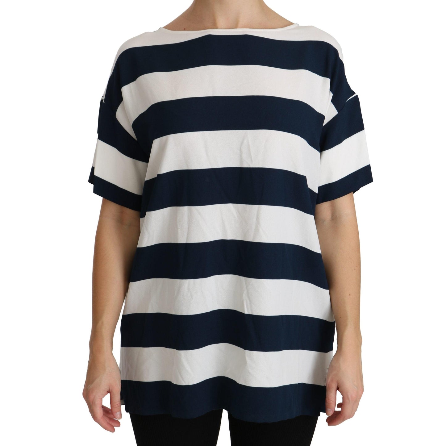 Blue White Stripes Blouse Top T-shirt