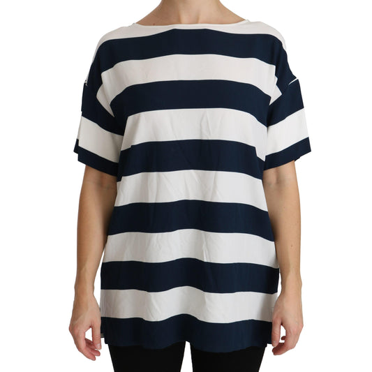 Blue White Stripes Blouse Top T-shirt