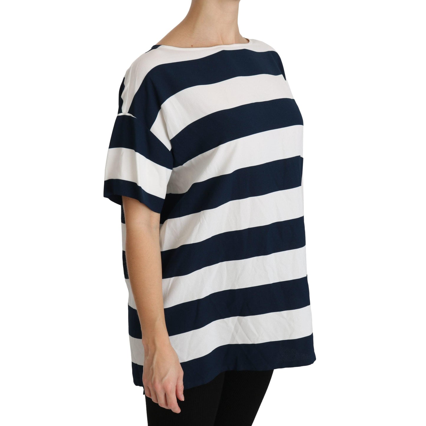 Blue White Stripes Blouse Top T-shirt