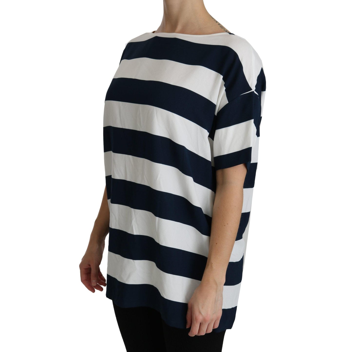 Blue White Stripes Blouse Top T-shirt