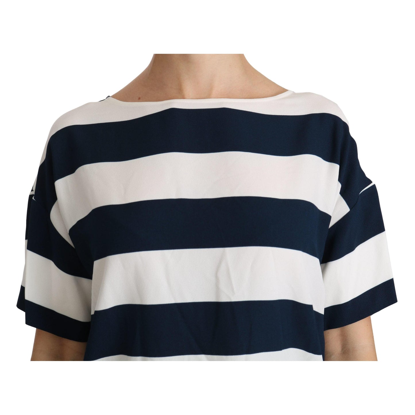 Blue White Stripes Blouse Top T-shirt