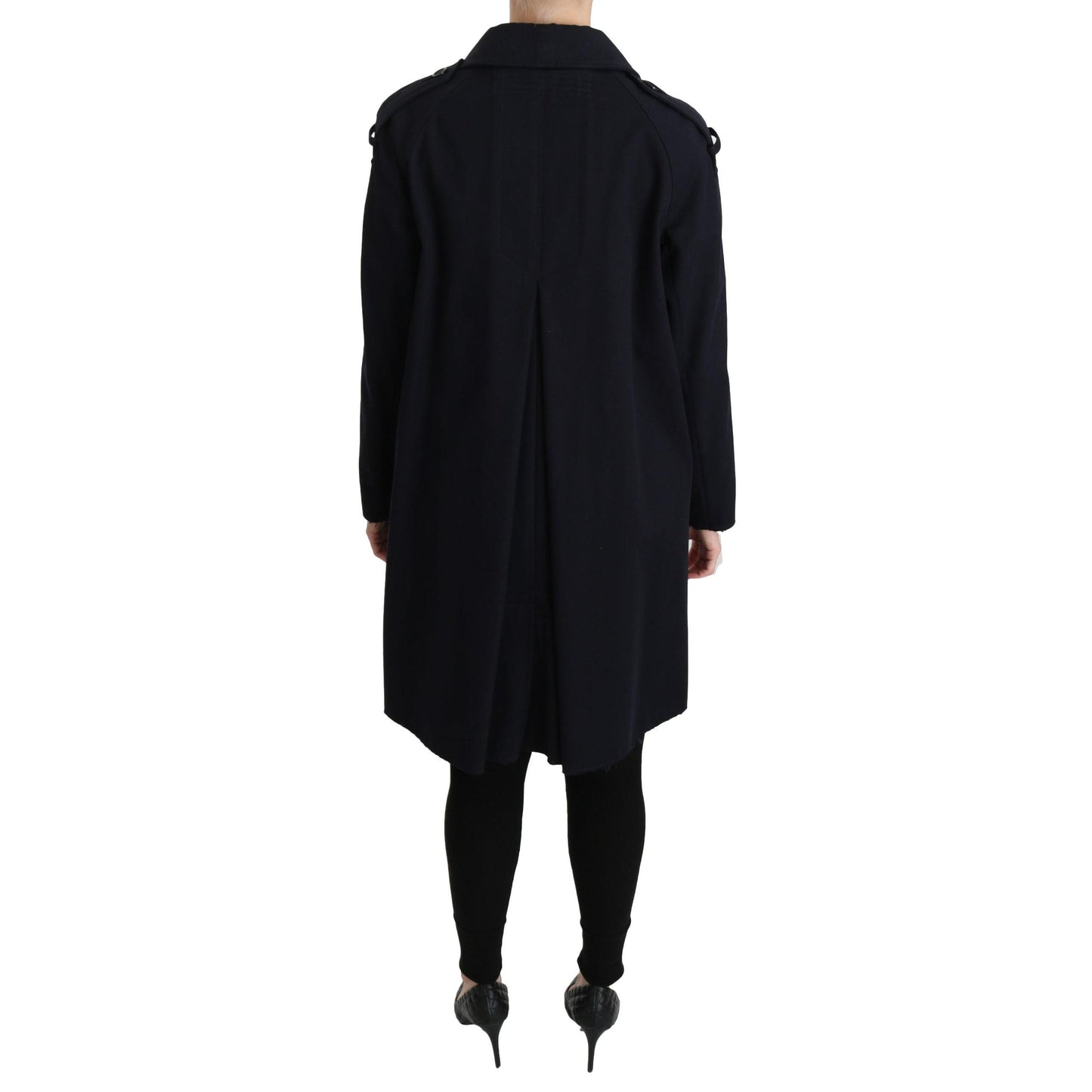 Coat Blue Cotton Women Trench Jacket