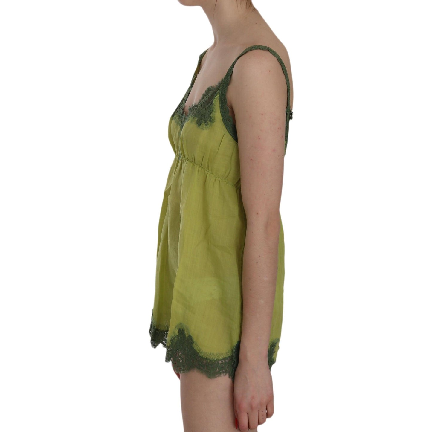 Green Lace Spaghetti Strap Tank Top Blouse