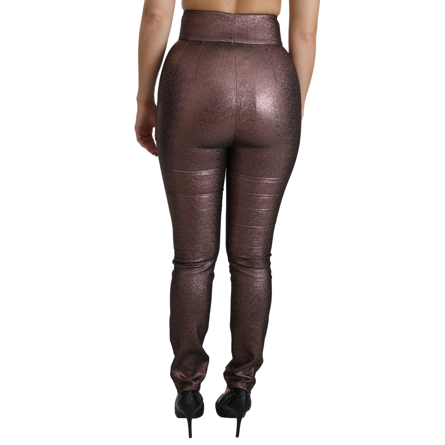 Purple Metallic High Waist Skinny Cotton Pants