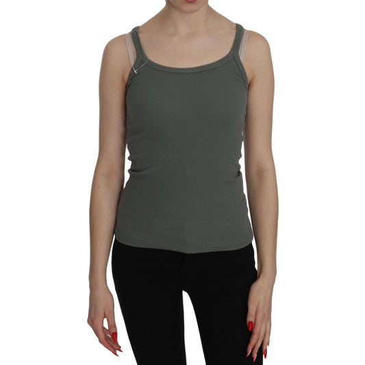 Green Spaghetti Strap Slim Fit Casual Tank Top Blouse