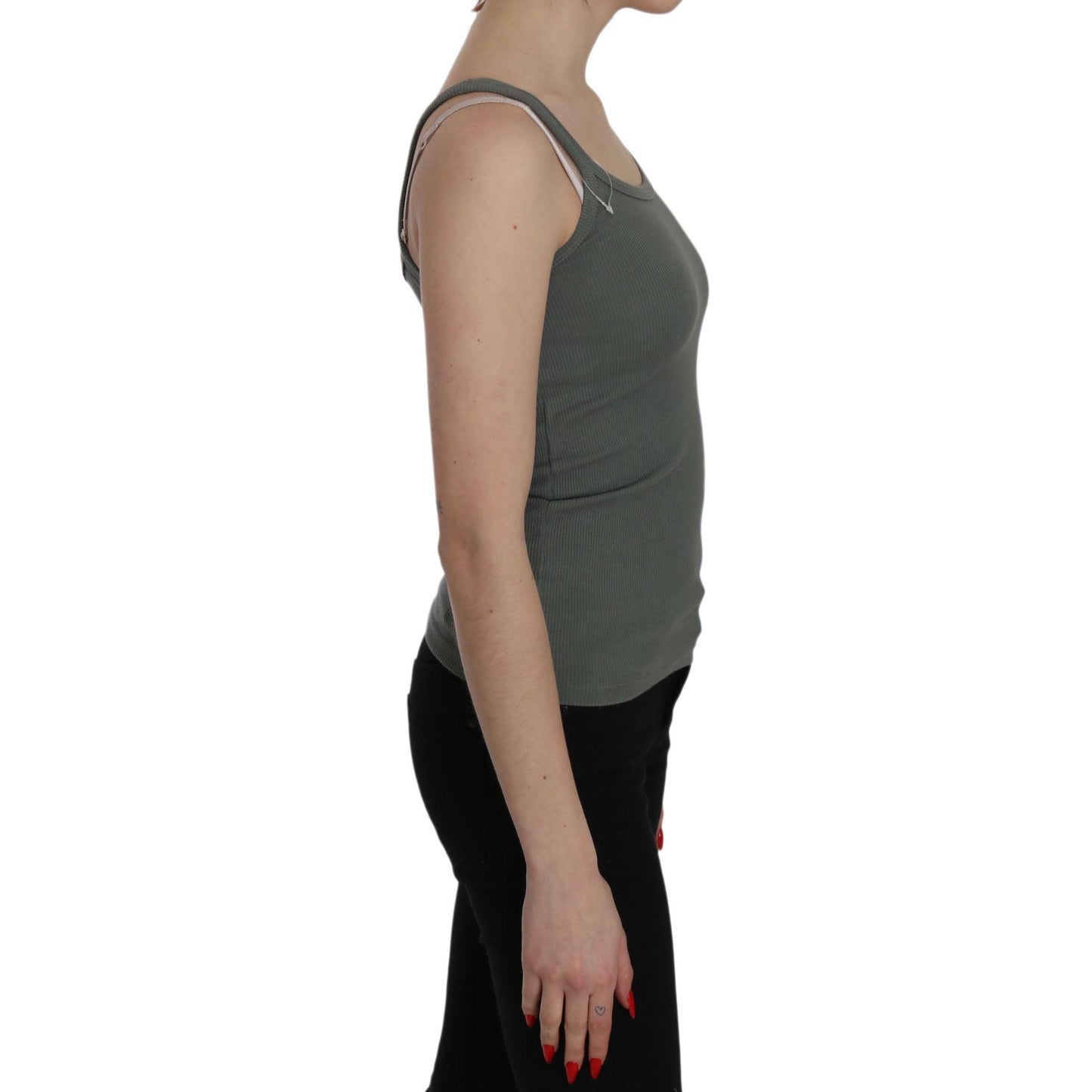 Green Spaghetti Strap Slim Fit Casual Tank Top Blouse