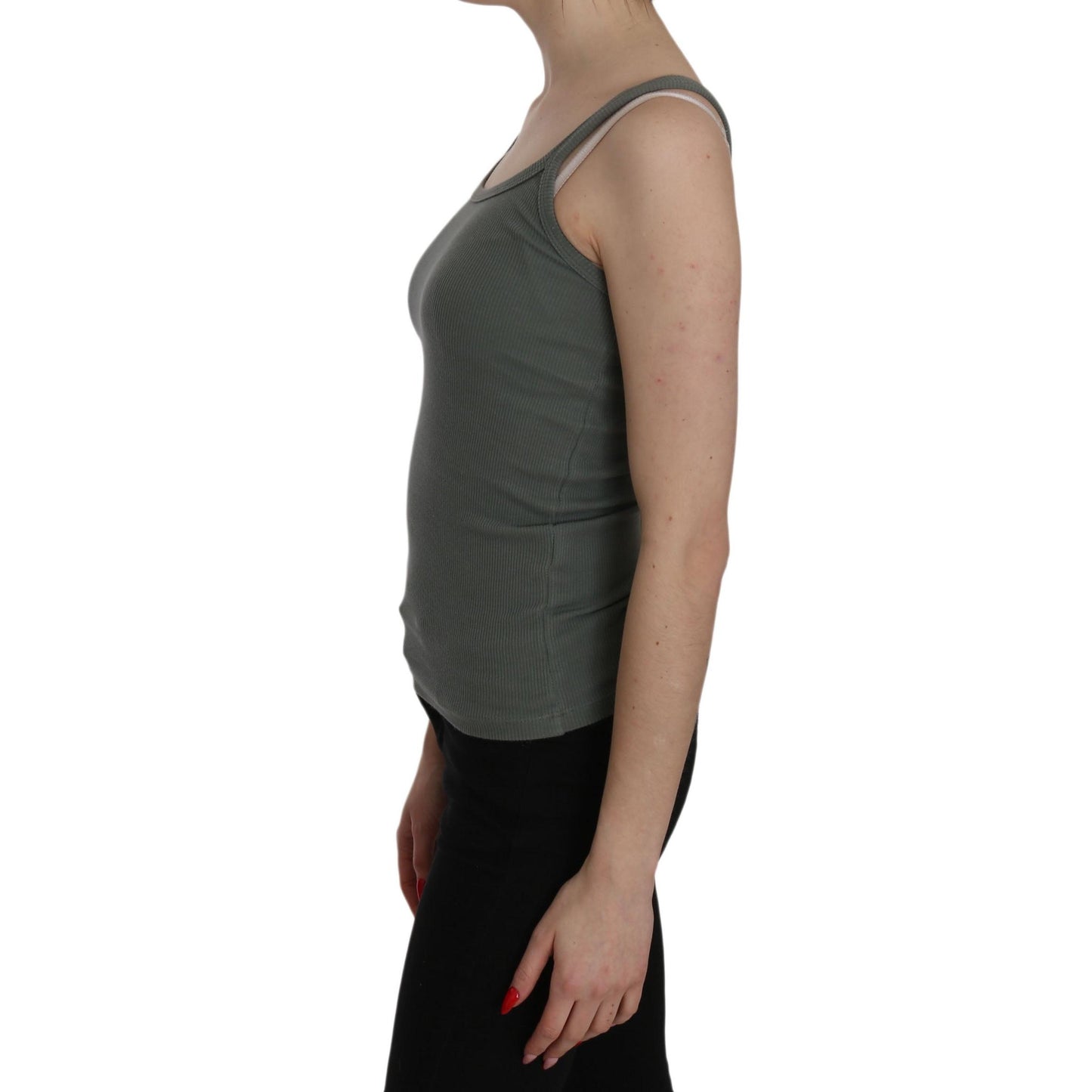 Green Spaghetti Strap Slim Fit Casual Tank Top Blouse