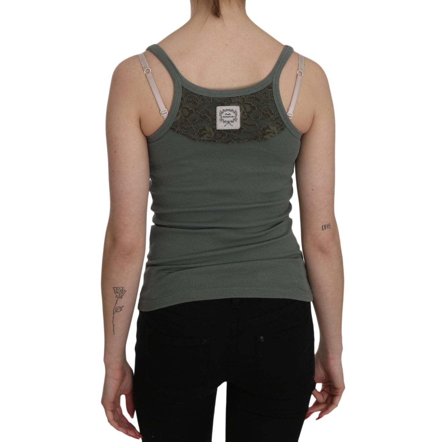 Green Spaghetti Strap Slim Fit Casual Tank Top Blouse